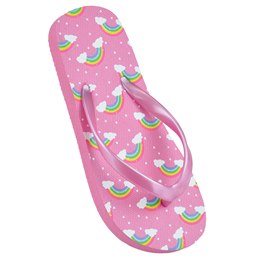 FT1862 GIRLS RAINBOW/CLOUD PRINT FLIP FLOP (PINK)