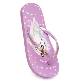 FT2579PUR GIRLS UNICORN PRINT FLIP FLOP